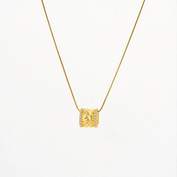 Wholesale Light Luxury Geometric Copper Zircon Inlaid Pendant Necklace With Real Gold Plating And Snake Bone Chain For Women