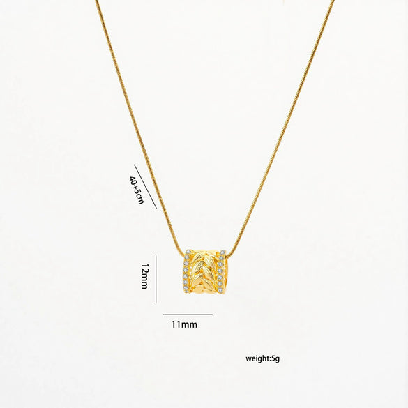 Wholesale Light Luxury Geometric Copper Zircon Inlaid Pendant Necklace With Real Gold Plating And Snake Bone Chain For Women