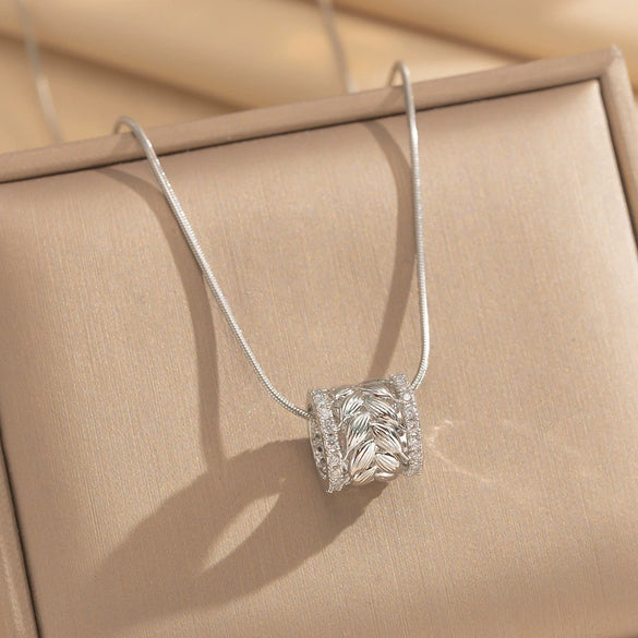 Wholesale Light Luxury Geometric Copper Zircon Inlaid Pendant Necklace With Real Gold Plating And Snake Bone Chain For Women