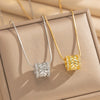Wholesale Light Luxury Geometric Copper Zircon Inlaid Pendant Necklace With Real Gold Plating And Snake Bone Chain For Women