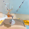 Wholesale Light Luxury Geometric Diamond Shape Zircon Inlaid Copper Pendant Titanium Steel Water Wave Chain Necklace For Women