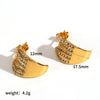 Wholesale Light Luxury Geometric Diamondencrusted Stainless Steel 18K Goldplated Titanium Steel Earrings For Women