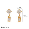 Wholesale Light Luxury Geometric Diamondencrusted Stainless Steel Women's Earrings With Vacuum Real Gold Plating