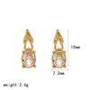 Wholesale Light Luxury Geometric Diamondencrusted Stainless Steel Women's Earrings With Vacuum Real Gold Plating