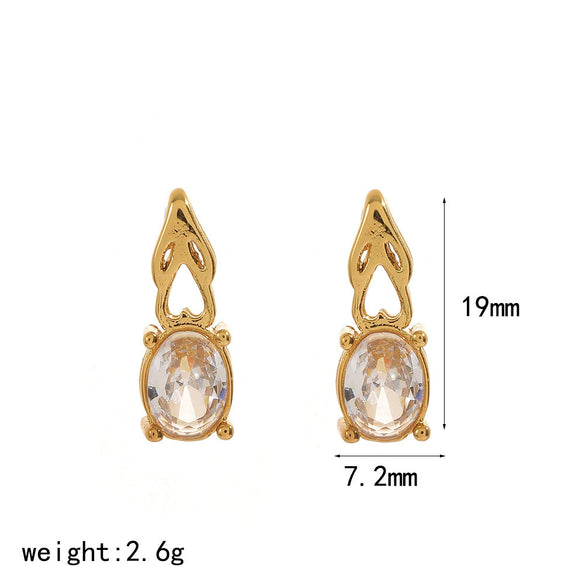 Wholesale Light Luxury Geometric Diamondencrusted Stainless Steel Women's Earrings With Vacuum Real Gold Plating