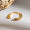 Wholesale Light Luxury Geometric Diamondinlaid Stainless Steel Open Ring For Women