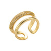 Wholesale Light Luxury Geometric Doublelayer Zircon Open Metal Full Diamond Ring For Women Gold Plated Copper Electroplated