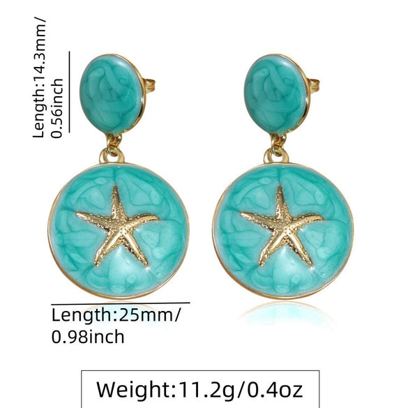 Wholesale Light Luxury Geometric Dripping Oil Starfish Stainless Steel Earrings For Women