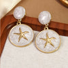 Wholesale Light Luxury Geometric Dripping Oil Starfish Stainless Steel Earrings For Women
