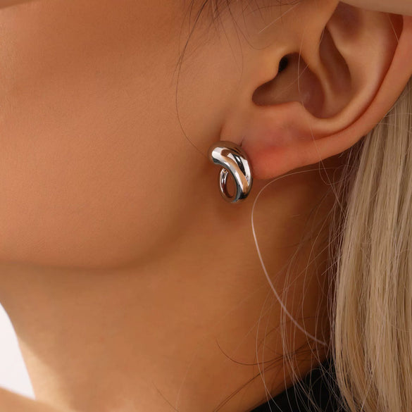Wholesale Light Luxury Geometric Drop Shape 316L Stainless Steel 18K Gold Plated Earrings For Women