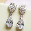 Wholesale Light Luxury Geometric Drop Shape Zirconia Copper Earrings For Women