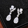 Wholesale Light Luxury Geometric Drop Shape Zirconia Copper Earrings For Women