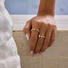 Wholesale Light Luxury Geometric Electroplated Zircon Stainless Steel Adjustable Opening Ring For Women