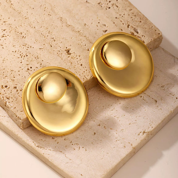 Wholesale Light Luxury Geometric Ferris Wheel Exaggerated Adjustable Opening Ring Titanium Steel 18K Gold Plated Unisex