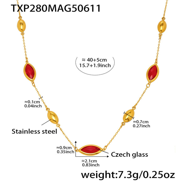 Wholesale Light Luxury Geometric Ferris Wheelcut Rhombus Electroplated Titanium Steel And Glass Stone Women's Clavicle Necklace