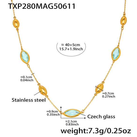 Wholesale Light Luxury Geometric Ferris Wheelcut Rhombus Electroplated Titanium Steel And Glass Stone Women's Clavicle Necklace