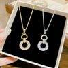 Wholesale Light Luxury Geometric Fourleaf Clover Zircon Inlaid Titanium Steel Necklace For Women