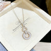 Wholesale Light Luxury Geometric Fourleaf Clover Zircon Inlaid Titanium Steel Necklace For Women