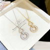 Wholesale Light Luxury Geometric Fourleaf Clover Zircon Inlaid Titanium Steel Necklace For Women