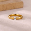 Wholesale Light Luxury Geometric Fruit Shaped Inlaid With Gold Women's Stainless Steel Micropaved Zircon Couple Ring Accessories