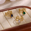 Wholesale Light Luxury Geometric Fruit Shaped Inlaid With Gold Zircon Stone Stainless Steel Plated 18K Gold Ring For Women