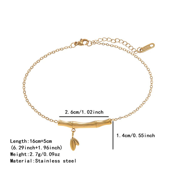 Wholesale Light Luxury Geometric Gold Plated Bamboo Stainless Steel Necklace For Women