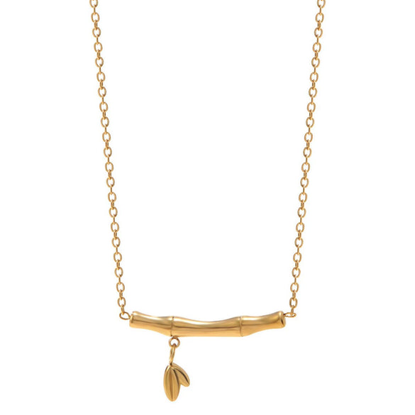 Wholesale Light Luxury Geometric Gold Plated Bamboo Stainless Steel Necklace For Women