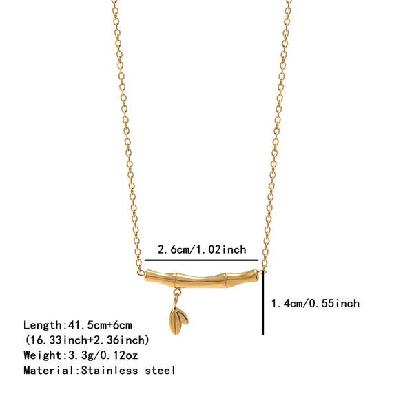 Wholesale Light Luxury Geometric Gold Plated Bamboo Stainless Steel Necklace For Women
