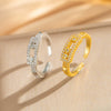 Wholesale Light Luxury Geometric Gold Plated Copper Adjustable Sliding Wide Couple Rings For Women