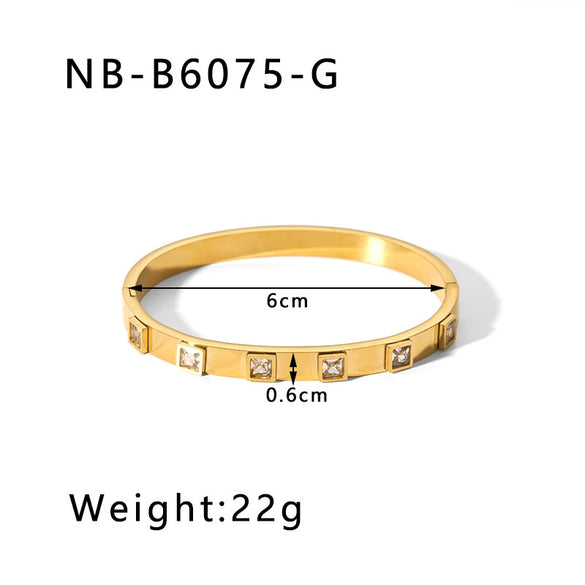 Wholesale Light Luxury Geometric Gold Titanium Steel And Stainless Steel Bracelet Inlaid With Zircon And Diamonds