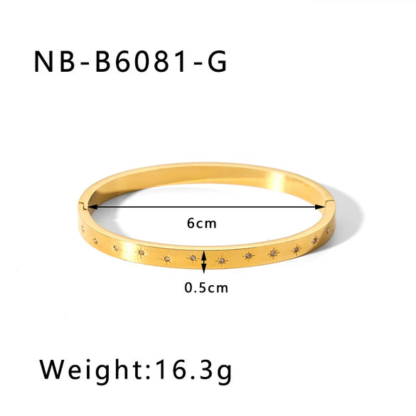 Wholesale Light Luxury Geometric Gold Titanium Steel And Stainless Steel Bracelet Inlaid With Zircon And Diamonds