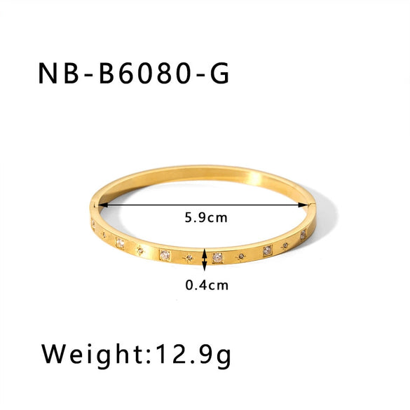 Wholesale Light Luxury Geometric Gold Titanium Steel And Stainless Steel Bracelet Inlaid With Zircon And Diamonds