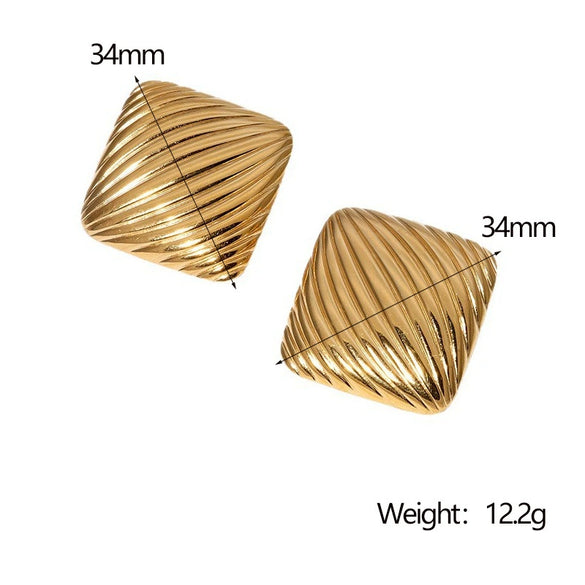 Wholesale Light Luxury Geometric Heart Shape And Flower Pattern Stainless Steel Electroplated Earrings For Women
