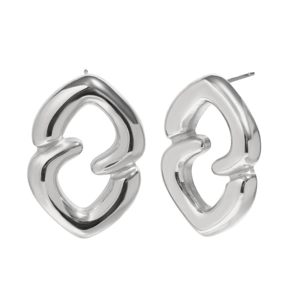 Wholesale Light Luxury Geometric Heart Shape Stainless Steel Electroplated Earrings For Women