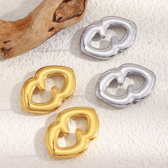 Wholesale Light Luxury Geometric Heart Shape Stainless Steel Electroplated Earrings For Women