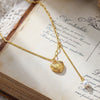 Wholesale Light Luxury Geometric Heart Stainless Steel Electroplated Pendant Chain Necklace And Tassel Shell Pearl Earrings For Women