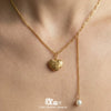 Wholesale Light Luxury Geometric Heart Stainless Steel Electroplated Pendant Chain Necklace And Tassel Shell Pearl Earrings For Women