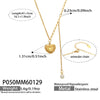 Wholesale Light Luxury Geometric Heart Stainless Steel Electroplated Pendant Chain Necklace And Tassel Shell Pearl Earrings For Women