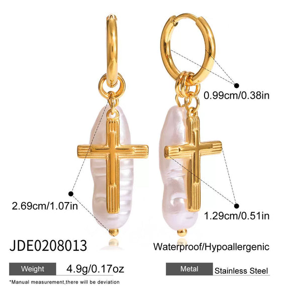 Wholesale Light Luxury Geometric Heart Star Pattern Electroplated Stainless Steel Cross Earrings For Women
