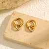 Wholesale Light Luxury Geometric Heartshaped Electroplated Stainless Steel Earrings For Women