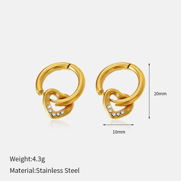 Wholesale Light Luxury Geometric Heartshaped Electroplated Stainless Steel Earrings For Women