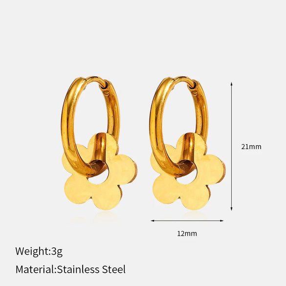 Wholesale Light Luxury Geometric Heartshaped Electroplated Stainless Steel Earrings For Women