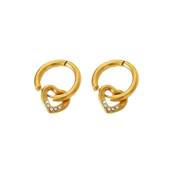 Wholesale Light Luxury Geometric Heartshaped Electroplated Stainless Steel Earrings For Women