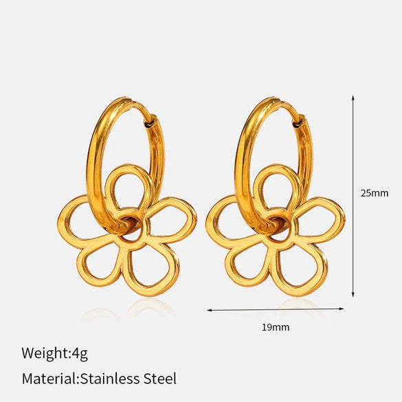 Wholesale Light Luxury Geometric Heartshaped Electroplated Stainless Steel Earrings For Women