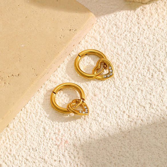 Wholesale Light Luxury Geometric Heartshaped Electroplated Stainless Steel Earrings For Women