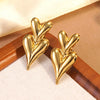 Wholesale Light Luxury Geometric Heartshaped Stainless Steel Stamped Earrings For Women