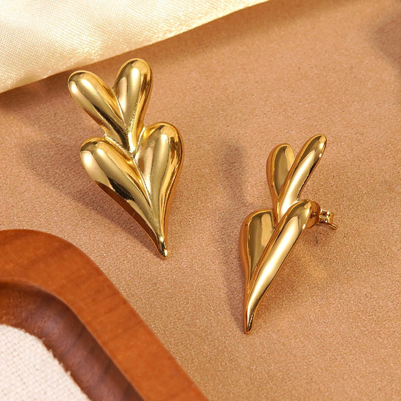 Wholesale Light Luxury Geometric Heartshaped Stainless Steel Stamped Earrings For Women