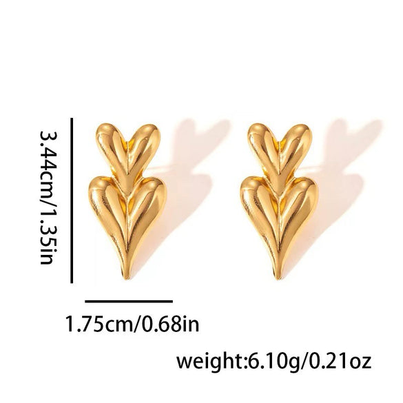 Wholesale Light Luxury Geometric Heartshaped Stainless Steel Stamped Earrings For Women