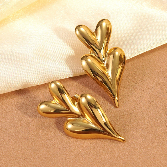Wholesale Light Luxury Geometric Heartshaped Stainless Steel Stamped Earrings For Women