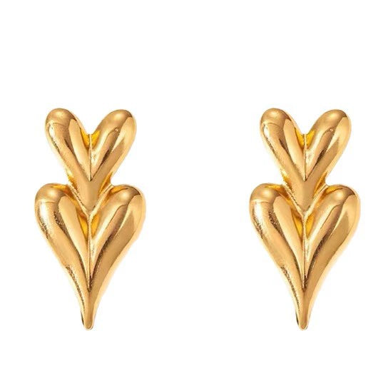 Wholesale Light Luxury Geometric Heartshaped Stainless Steel Stamped Earrings For Women